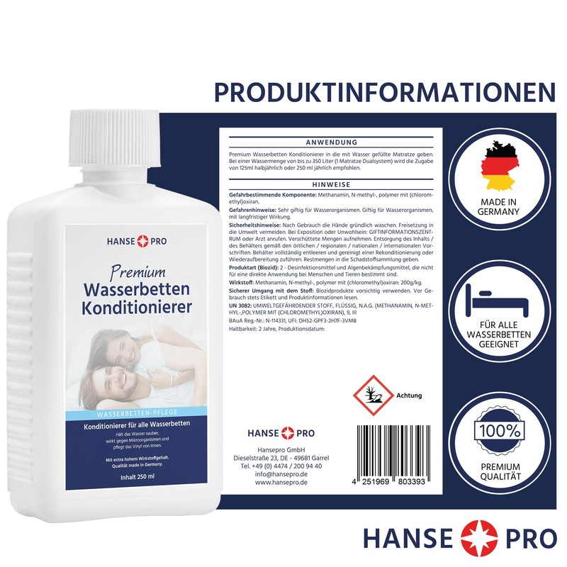 Hanse Pro Waterbed Conditioner - Premium Care for Waterbeds Against