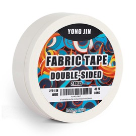 YONGJIN Double-Sided Fabric Tape (2 Rolls) - No Sewing or Ironing Required, Perfect for Quick Clothing Repairs, Fabric Bonding, Adhesive Cloth Tape for Hemming and DIY Crafts (2/5inch+1inch)