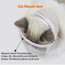 Cat Muzzle, Breathable Cat Muzzles Face Mask Adjustable Kitten Cat Hood, Transparent Cat Mouth Guard Muzzle Mask, Cotton Cat Restraint Mask for Aggressive Cat, Grooming Prevent Biting Chewing (M)