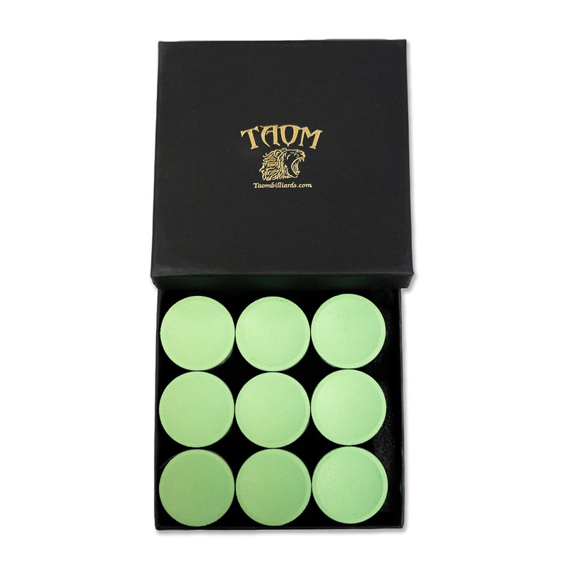 Ultimate Pool TAOM V10 round pool/snooker cue chalk light green.