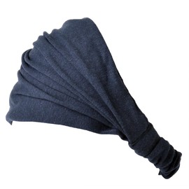Wide ORGANIC Cotton Bandana Headband - Womens Mens bandana headbands Headwrap Elastic Head Bands Navy L