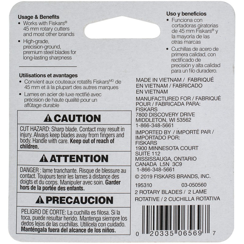 Fiskars Rotary Blade, 2 Count (Pack of 1), 0