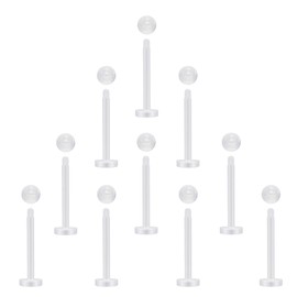 NewkeepsR 10pcs-18G×8mm Clear Acrylic Bioflex Tragus Retainer for Lip Rings Nose Studs Labret Ear Helix Earring Piercing