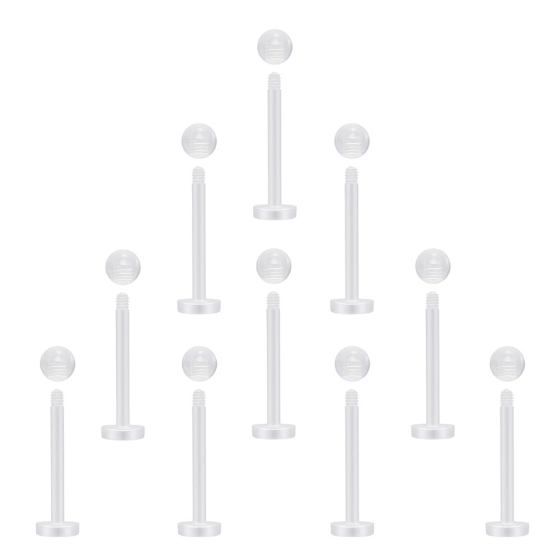 NewkeepsR 10pcs-18G×8mm Clear Acrylic Bioflex Tragus Retainer for Lip Rings