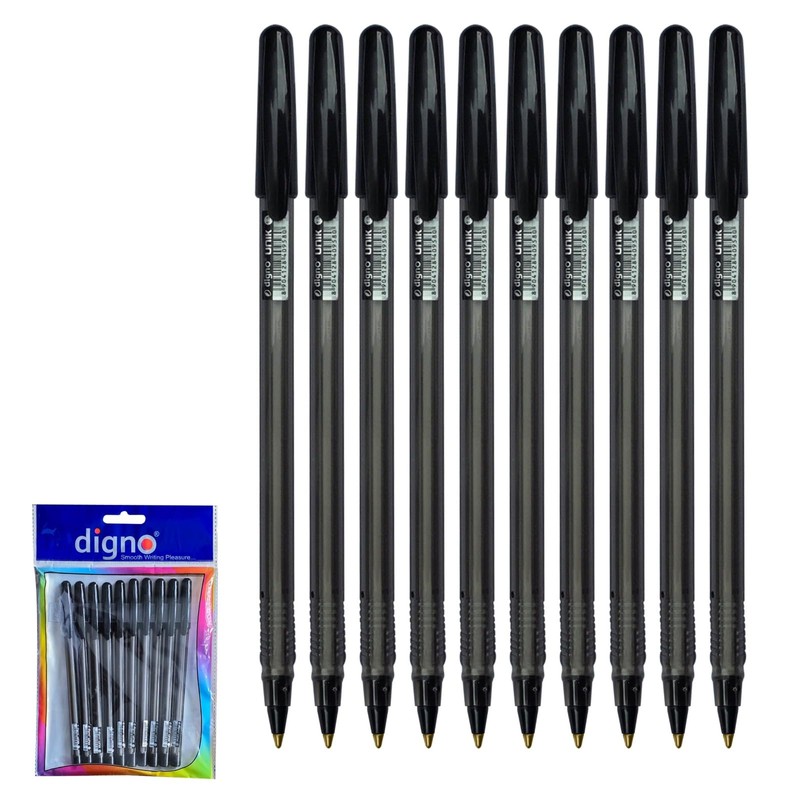 DIGNO Unik Ballpoint Pens, BLACK, Medium Point (1.0mm), Pack of