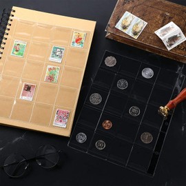 lehom Plastic Coin Pocket Pages Coin Collection Supplies Migavenn 10 Sheets 20 Grids Plastic Pocket Pages Coin Holders for Stamp Coin Medals Badge Collecting Supplies