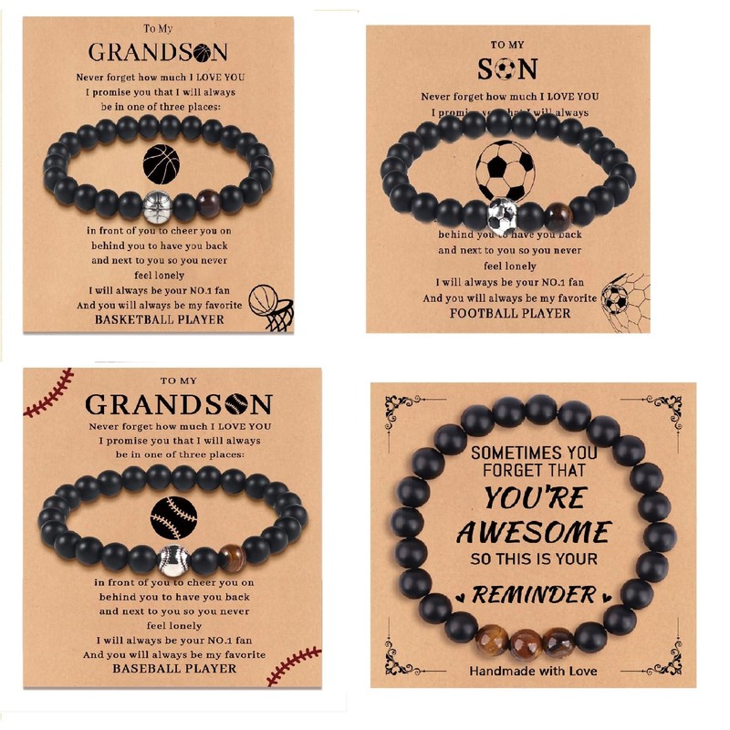 To My Grandson Bracelet Tiger Eye Bracelet Elastic Beaded Bracelet