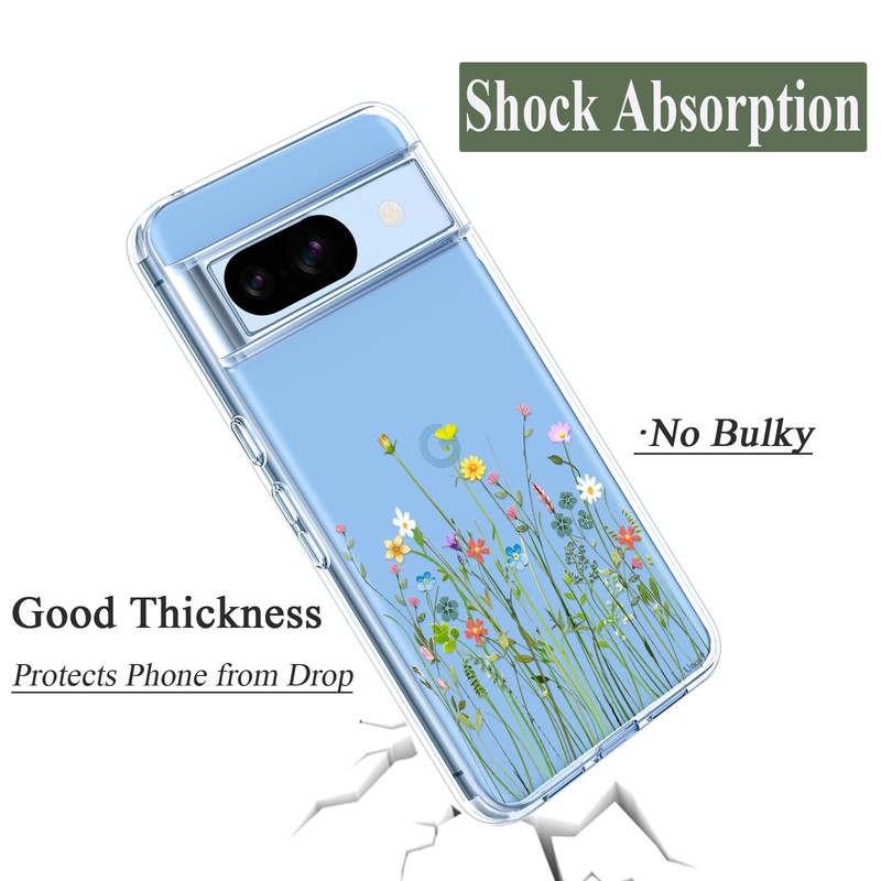 Unov Compatible with Pixel 8a Case Clear with Design Soft
