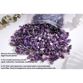 Amethyst Crystal Gravel Polished Chips Stones Pea Quartz 0.3-0.4" Tumbled Stone Crushed Natural Home Decoration Small Pebbles Mini Fish Tank Vase Filler Landscape Bottom Ornament 250G 0.55 lbs