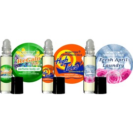 MOBETTER FRAGRANCE OILS Laundry Day Body Oil Perfume Set, Regain, High Tides, & Fresh April Laundry Body Oil