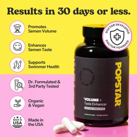 POPSTAR Labs Semen Volume Booster - Men's Semen Health & Fertility Supplement - Doctor Formulated to Increase Load Volume - Made in USA - Non-GMO, Organic, Vegan - 360 Capsules - (3 Month Supply)