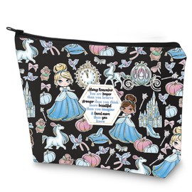 WZMPA - Bolsa de cosméticos de Cenicienta con diseño de princesa Cenicienta, regalo para los fanáticos de la cenicienta, regalo que eres más valiente y hermoso que sabes de maquillaje, Princesa