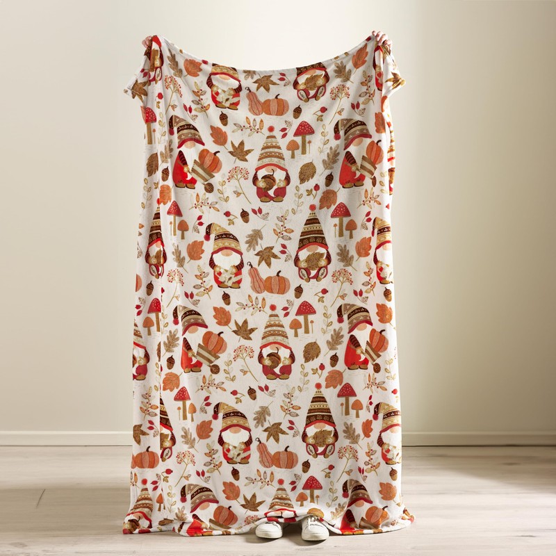 Catherine Lansfield Woodland Gonks Cosy Fleece 130x170cm Blanket Throw Natural