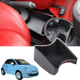 HAPPYHORSE Car Console Storage Box Organizer Tray Compatible with Fiat 500 2007-2015 Central Control Water Cup Holder Storage Box Organizer Tray (Handbrake)