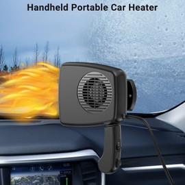 12V Car Heater, 200W Portable Windshield Defroster with Heating/Cooling Fan and Plug in Cigarette Lighter Fast Heating Defrost Defogger with Ergonomic Handheld Design for All Kinds of Cars (Black)