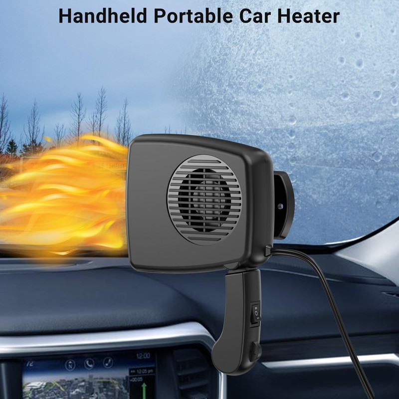 12V Car Heater, 200W Portable Windshield Defroster with Heating/Cooling Fan