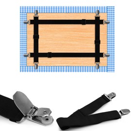 Piuluvor® Pack of 5 Tablecloth Clips, Table Cloth Holder for Outdoor Use, Elastic Adjustable Tablecloth Clips, Hidden Tablecloth Holders for Tablecloth, Bed Linen, Mattress (Black)