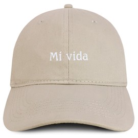 Trendy Apparel Shop Mi vida Embroidered Cotton Low Profile Dad Hat - Stone