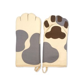 KASHIRI Pot Holder, Set of 2, Mittens, Heat Resistant, Oven Mitt, Thick, Cat, Beige