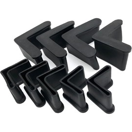 16 Pcs 1" x 1" (25mm x 25mm) L Shaped Rubber Angle Iron Caps, Furniture Angle Iron Foot Pads Furniture Rubber Leg Covers, Black