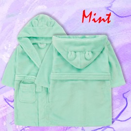 Metzuyan Baby Girls Boys Dressing Gown Fleece Snuggle Robe Hooded White Pink Grey Blue Red Novelty Newborn Green 3-4 Years