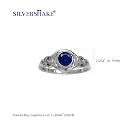 Silvershake Created Blue Sapphire White Gold Plated 925 Sterling Silver Celtic Knot Ring Size 9