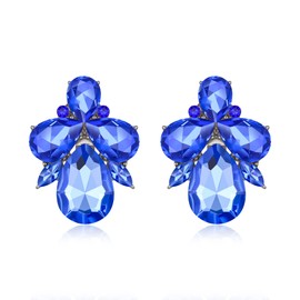 EVER FAITH Rhinestone Crystal Art Deco Stud Earrings Banquet Prom Sparkling Drop Marquise Earrings for Women Sapphire, Crystal, No Gemstone