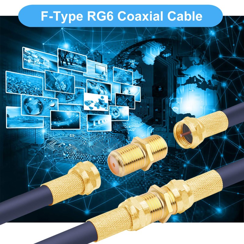 SAISN Coaxial Cable Connector F-Type RG6 Cable Extension Adapter (Pack