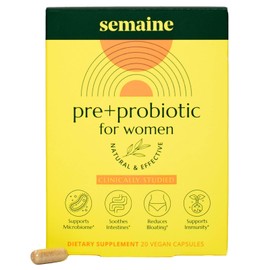 Semaine Super Powered Prebiotic + Probiotic for Women, Effective 3-in-1 Multi-Action Formula to Nourish Gut Health, Soothe IBS, Support Bloat Relief & Immunity Boost, Clinically-Studied (20 ct)