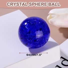 sourcing map 40mm/1.6" Crystal Sphere Ball Ice Cracked Glass Solid Decorative Sphere Crystal Ball Prop Ornament for Feng Shui Divination Fortune Telling Tabletop Fountain Decoration, Dark Blue