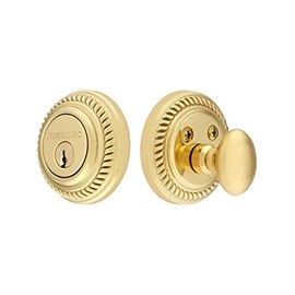 Nostalgic Warehouse Rope Rosette Single Cylinder Deadbolt, Unlacquered Brass
