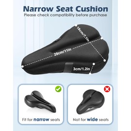 Zacro Comfort Bike Seat Cushion - Memory Foam Gel Padded Bike Seat Cover for Men Women, Extra Soft & Comfortable Bicycle Saddle with Reflective Strap，Fit for Exercise Mountain Road City Peloton Bike