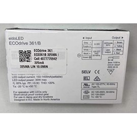 EldoLed ECOdrive 361/B 325MA LIN 10.0MIN, ECOdrive, 30W, 0-10V, 1 control channel, constant current, 1x 55V output, bottom feed, metal square 325MA LIN 10.0MIN, 237V5J