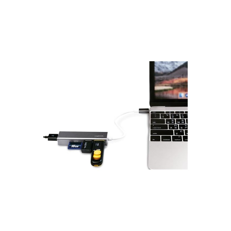 Logilink UA0305 USB-C 3.0 HUB, 3-Port, with Card Reader Anthracite