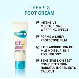 Derma B Urea 9.8 crema de pies, suavizante con manteca de karit y mantequilla de coco, 2.7 onzas lquidas, 80 ml                                       