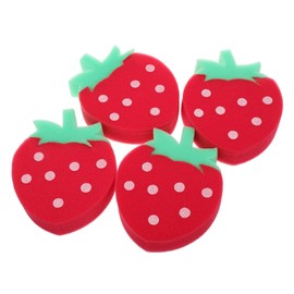 Gatuida 4 Pcs Cute Strawberry Bath Sponges for Adorable Fruit Shaped Body Scrubbers for Boy Girl Gentle Skin Engaging Design for Fun Bath