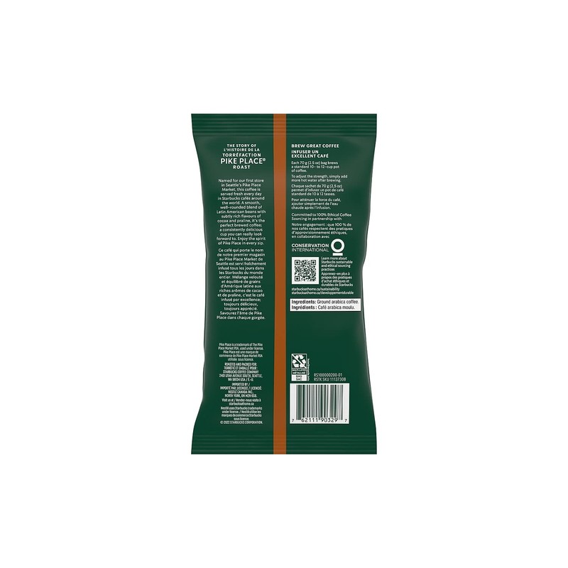 Starbucks Pike's Place Portion Packs, 2.5-Ounce (Pack of 18)