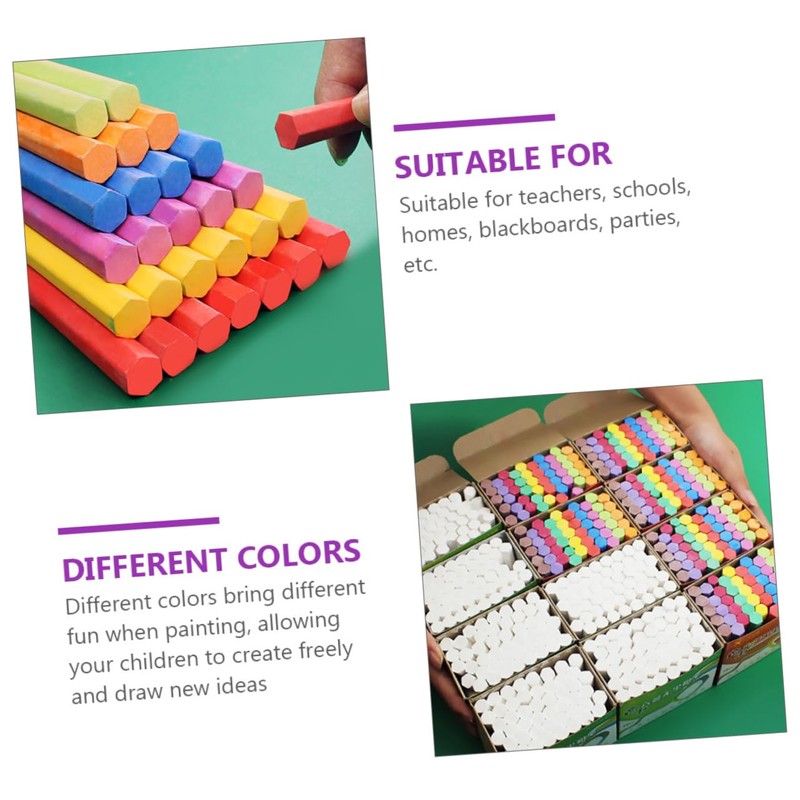 COHEALI 3 Pack Hexagonal Dustless Chalks Blackboard Chalks for Non-toxic