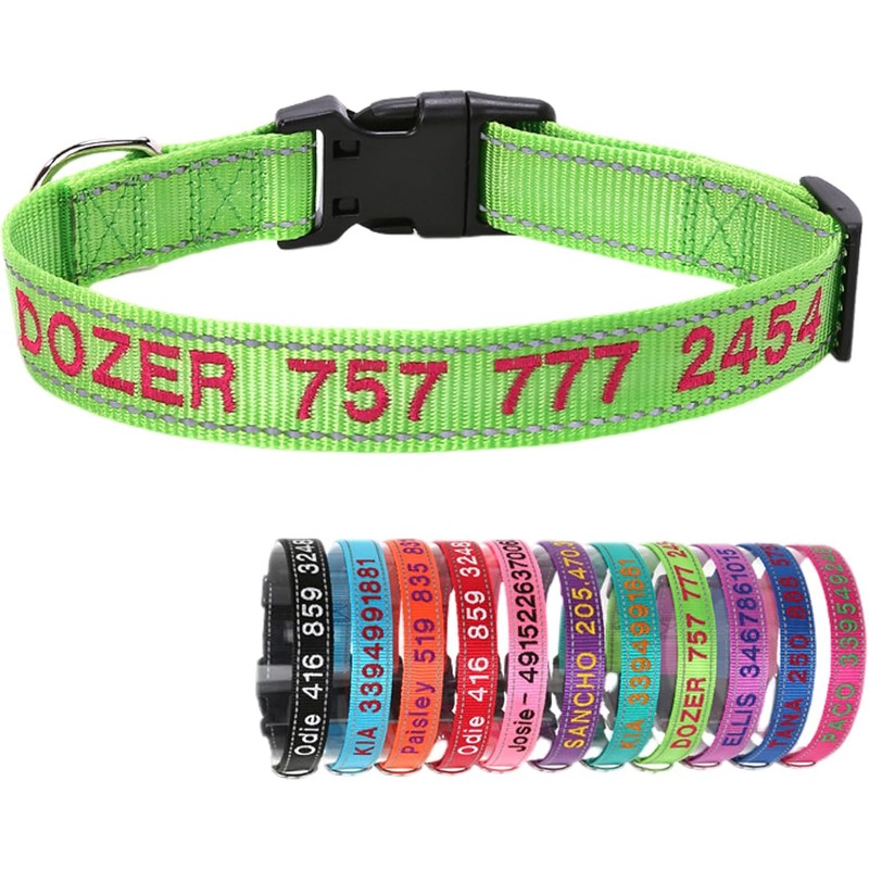 Collar de Perro Nylon Reflectante con Nombre Personalizado Collar Perro