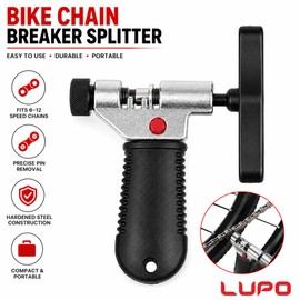 LUPO Bike Chain Tool Splitter Breaker, Universal for 7 8 9 10 11 Speed Chains, Link Repair Removal with Backup Stainless Steel Pin, Bicycle Chain Splitter Rivet Remover for Road Mountain Bike