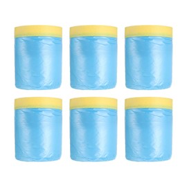 sourcing map Pre-Taped Masking Film, 1.8ft x 66ft Plastic Paint Drop Cloth with Medium-Tack Painters Tape for Painting Spraying Protection Blue Film 6Pcs