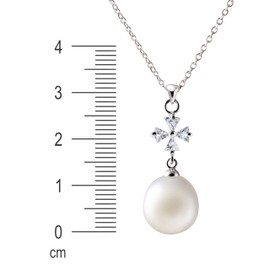 Franki Baker 925 Sterling Silver Statement White Baroque Pearl & CZ Crystal Cross Detail Pendant Necklace Length: 55cm.