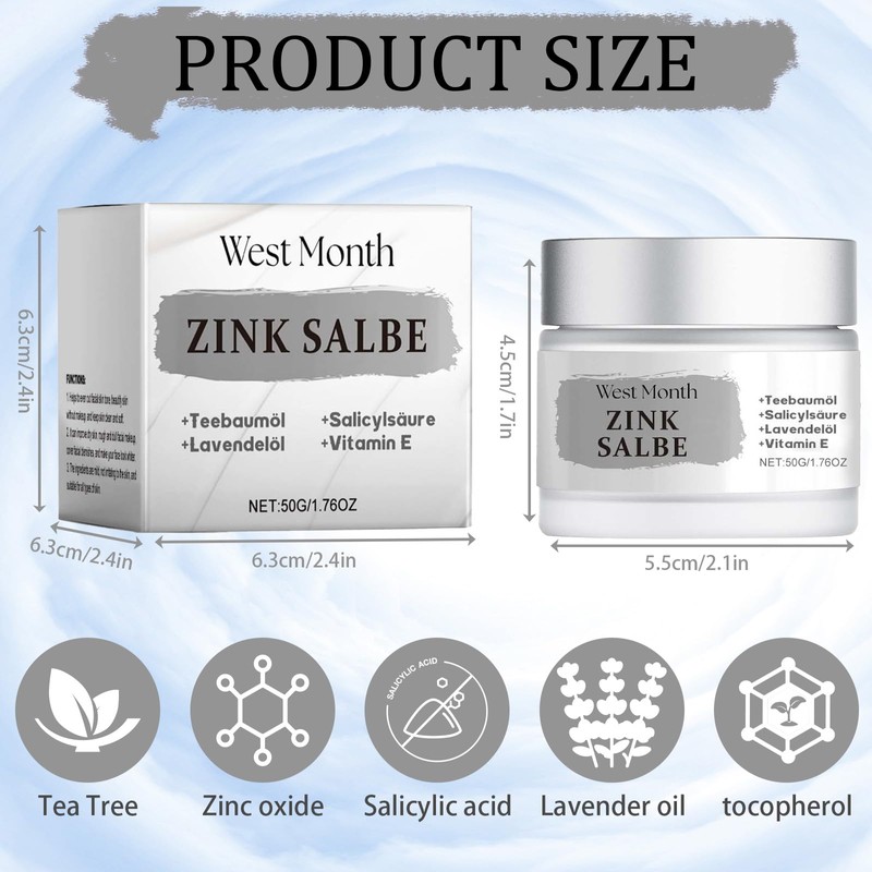 Zinksalbe gegen Pickel, mit Teebaumöl und Vitamin E, Zinksalbe Gesicht,