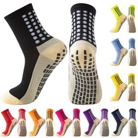 New Adult Non-Slip Mid-Calf Rubber Yoga Socks 93 Free Size/Red 20ea