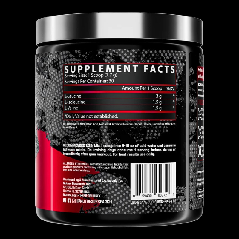 Nutrex BCAA 6000 Recovery Endurance Amino Acid Leucine Valine Isoleucine