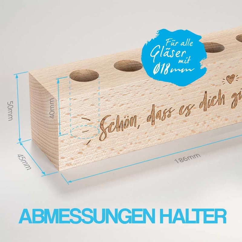 Tuuters Wooden Test Tube Holder Herb Kitchen with 5 x