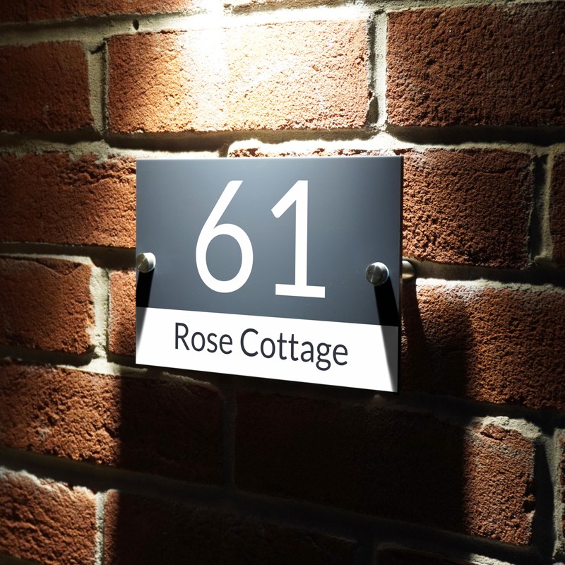 Badgemaster Modern Anthracite House Number Sign Plaque Stainless Steel Standoffs