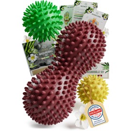 HELDSON Premium Massage Ball Set of 3 Including Peanut Ball - Hedgehog Ball Foot Massage Hard - Nub Ball - Hedgehog Balls Small - Fascia Ball Back - Massage Ball Fascia - Massage Ball Foot - Spiky