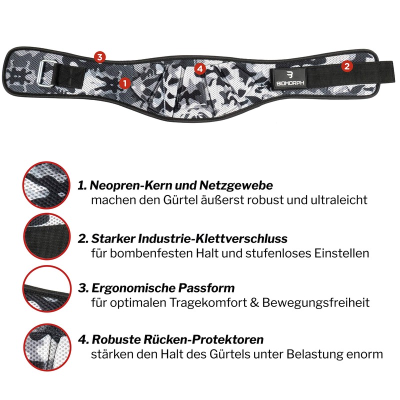 BIOMORPH Neoprene Weight Lifting Belt for Strength Training, Powerlifting, Bodybuilding,