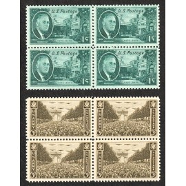 *OLD 1945 WW2 USA stamps franklin roosevelt FDR & US Army Paris blocks of 4 MINT